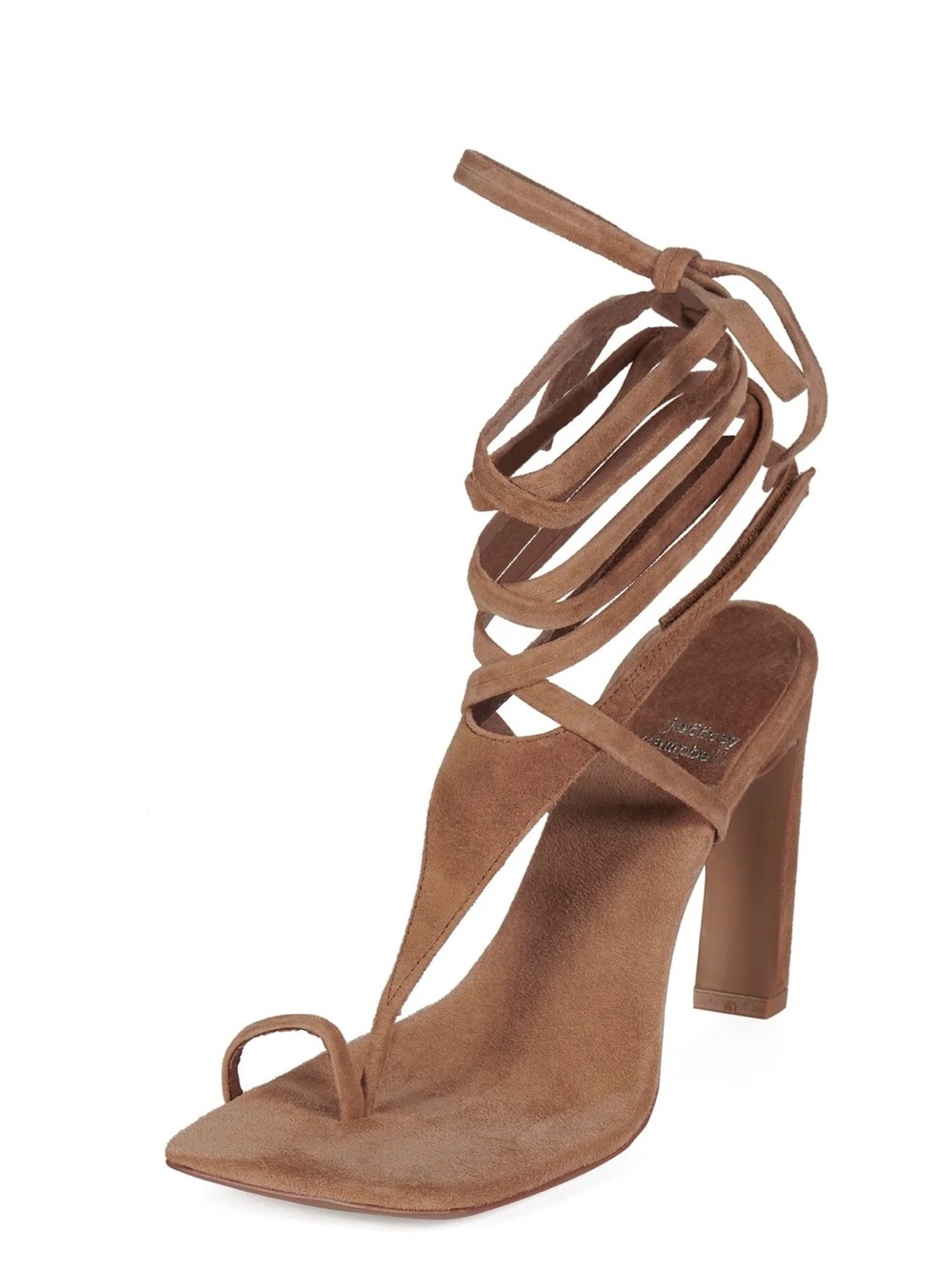 Jeffrey Campbell BON-BON  Tan Suede Wrap Lace-Up Heel